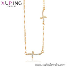 44518 xuping 18 k or couleur en gros bijoux de mode religion croix collier